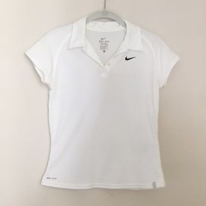 Nike Girls White Dri-Fit Polo Child Size L